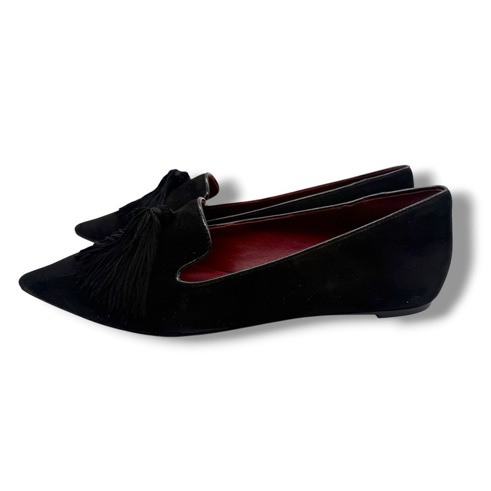 Kate Spade New York Adore Black Suede Tassel Pointed Toe Flats Size 8B - Picture 4 of 13